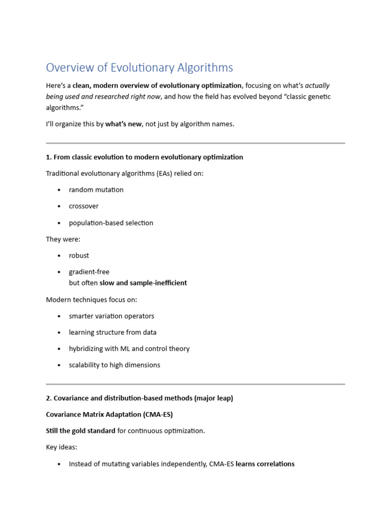 Overview of Evolutionary Algorithms | PDF | Mathematical Optimization ...
