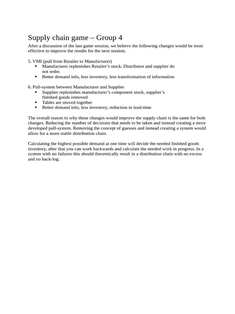 Supply Chain Game | PDF