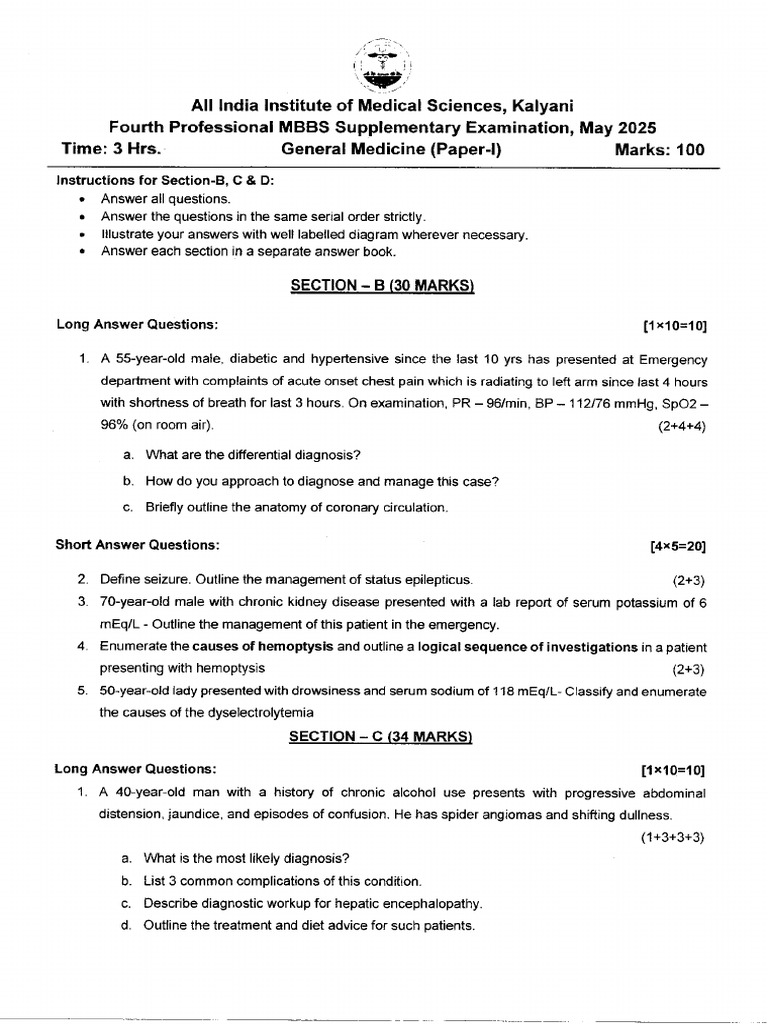 4th Yr. MBBS - Supple - General Medicine P-I | PDF