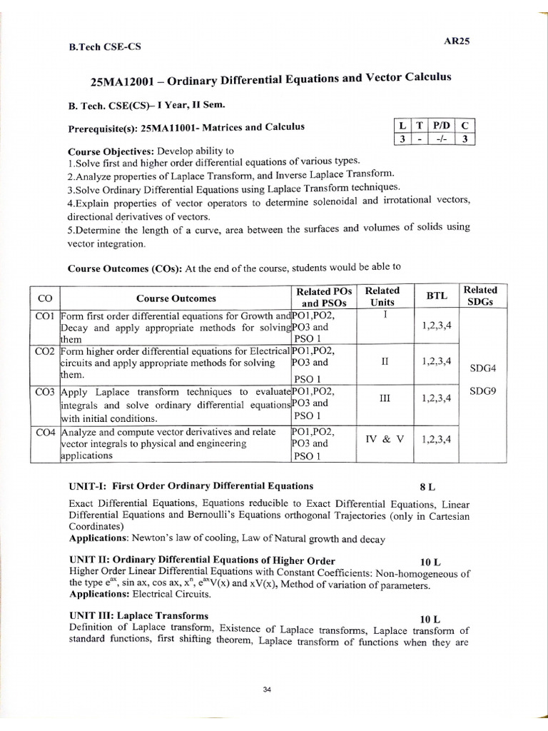 Ordinary Differential Equations and Vector Calculus | PDF