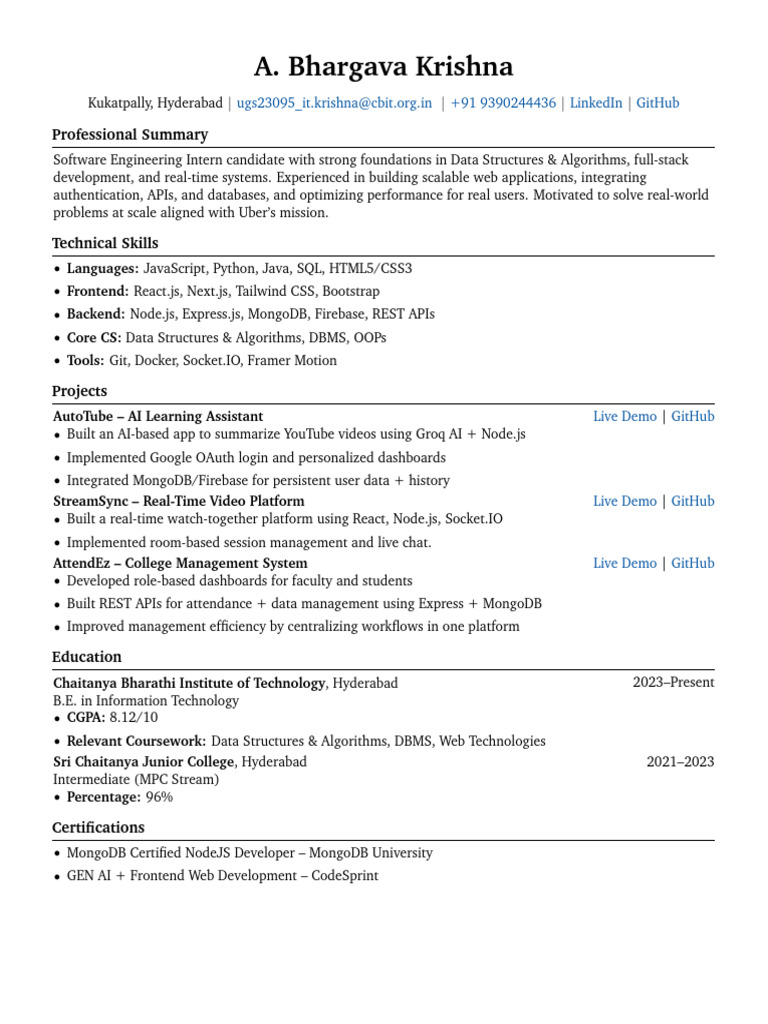 Uber Intern | PDF