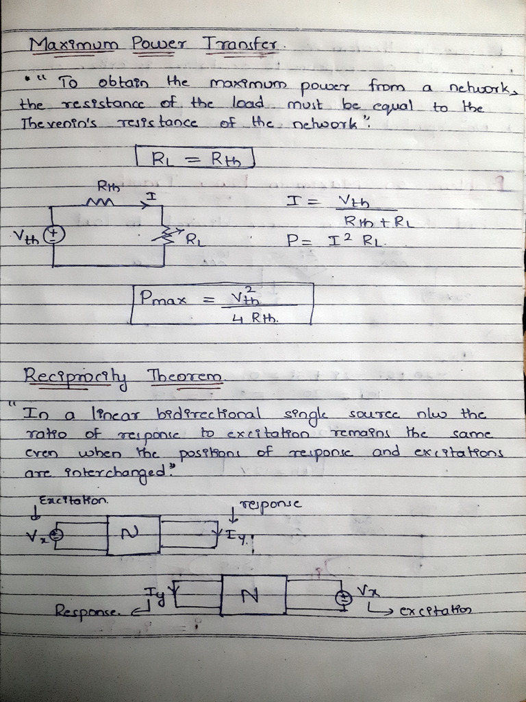 Maximum Power and Reciprocity Theorems | PDF