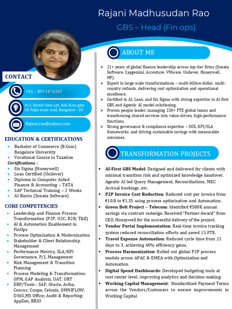 Rajani M Rao CV 2025 26 | PDF | Performance Indicator | Analytics
