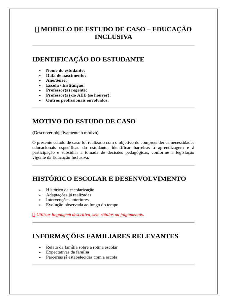 ? Modelo de Estudo de Caso | PDF