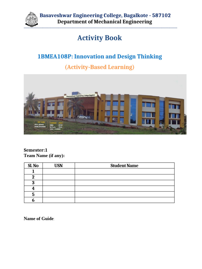 IDT Activity Book AY25-26 | PDF | Engineering | Design Thinking