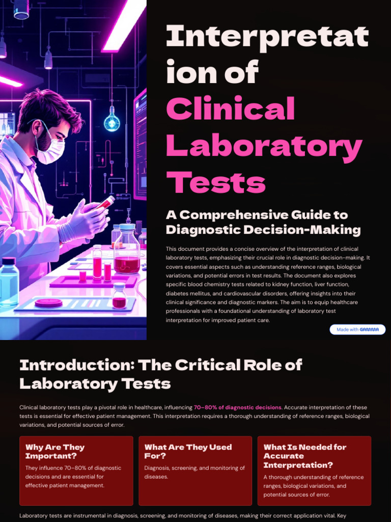Interpretation of Clinical Laboratory Tests | PDF | Lactate ...