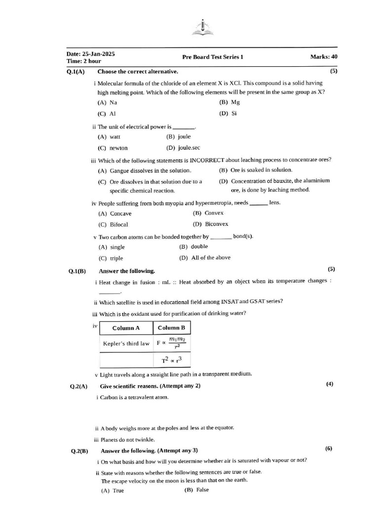 Science 1 Pre Board Exam | PDF