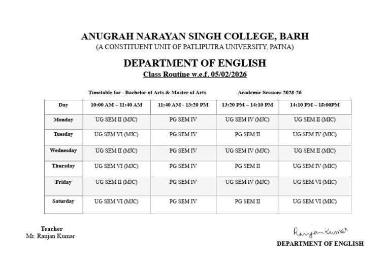 New Class Routine_ENG | PDF