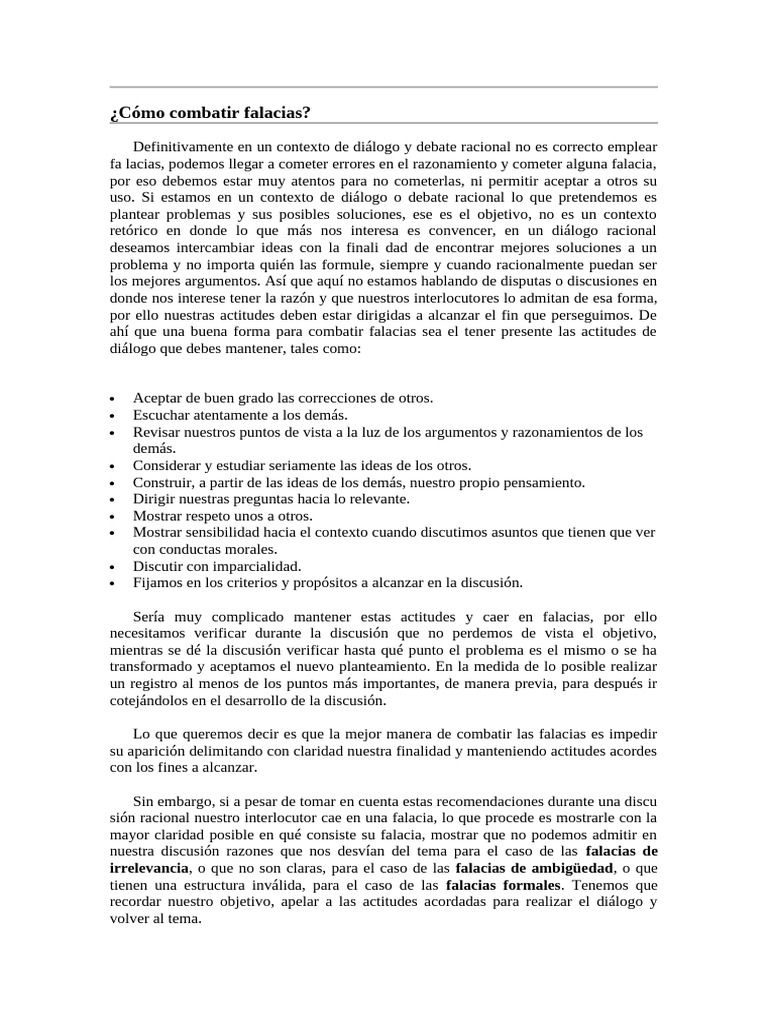 Cómo Combatir Falacias | PDF | Falacia | Razón
