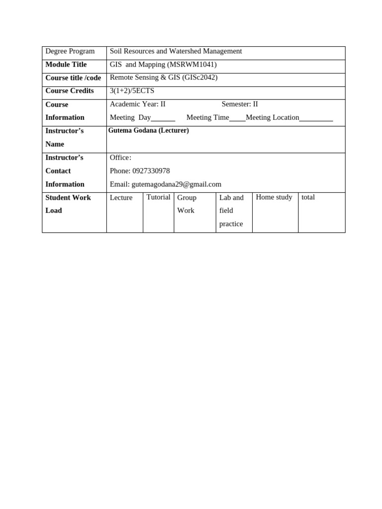 GIS & Remote Sensing Course Outline | PDF | Geographic Information ...
