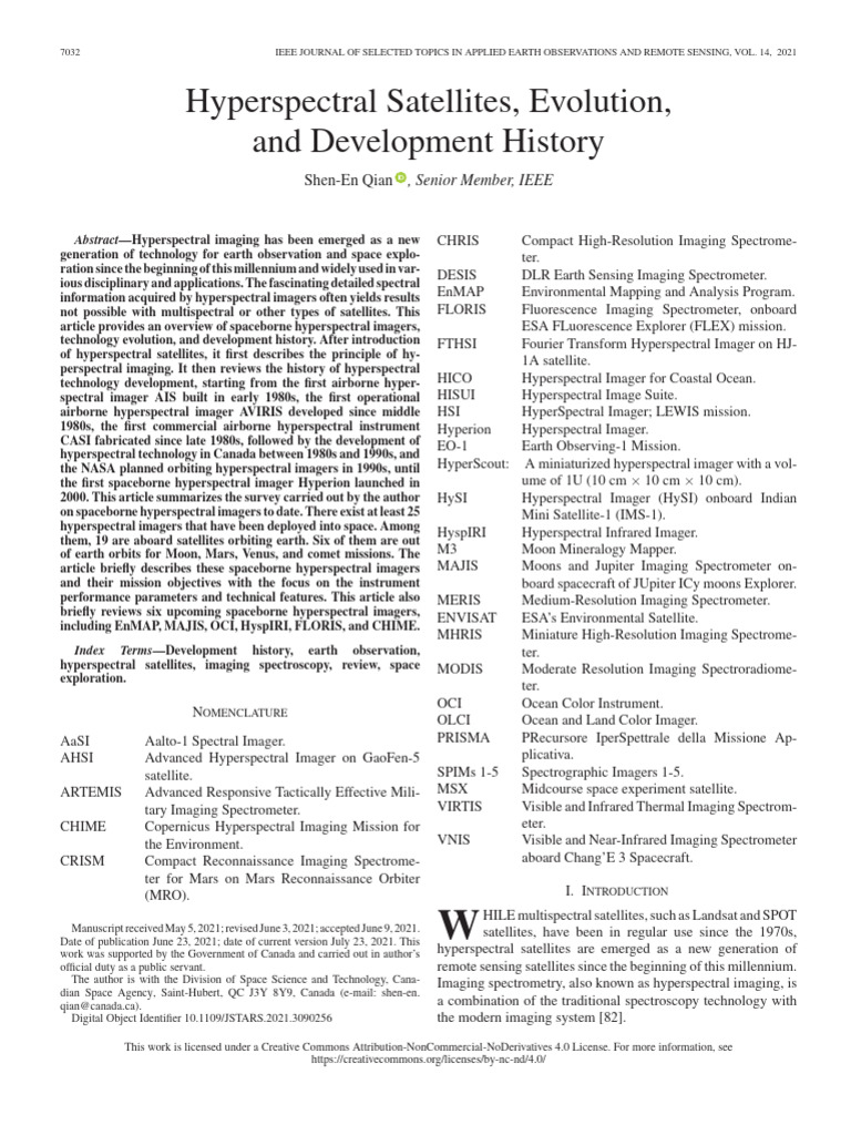 Hyperspectral Satellites Evolution and Development History | PDF ...