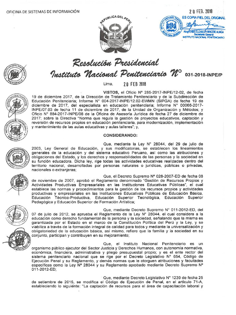 RP. 031-2018-INPE-P | PDF
