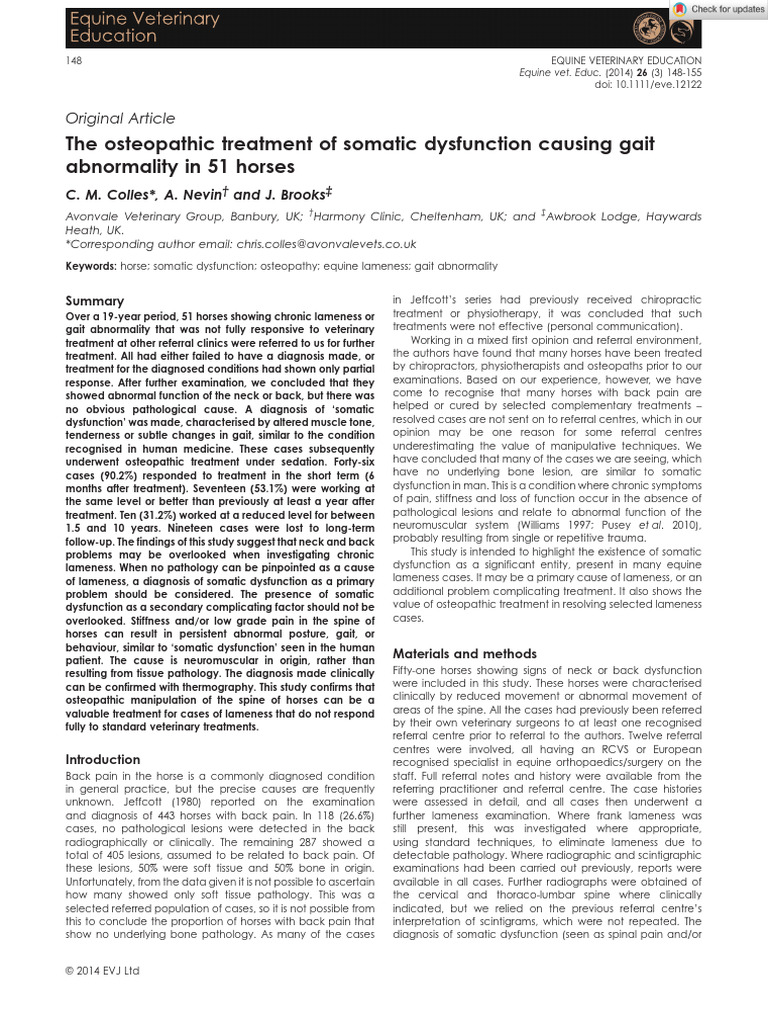 The Osteopathic Treatment of Somatic Dysfunction Causing Gait ...