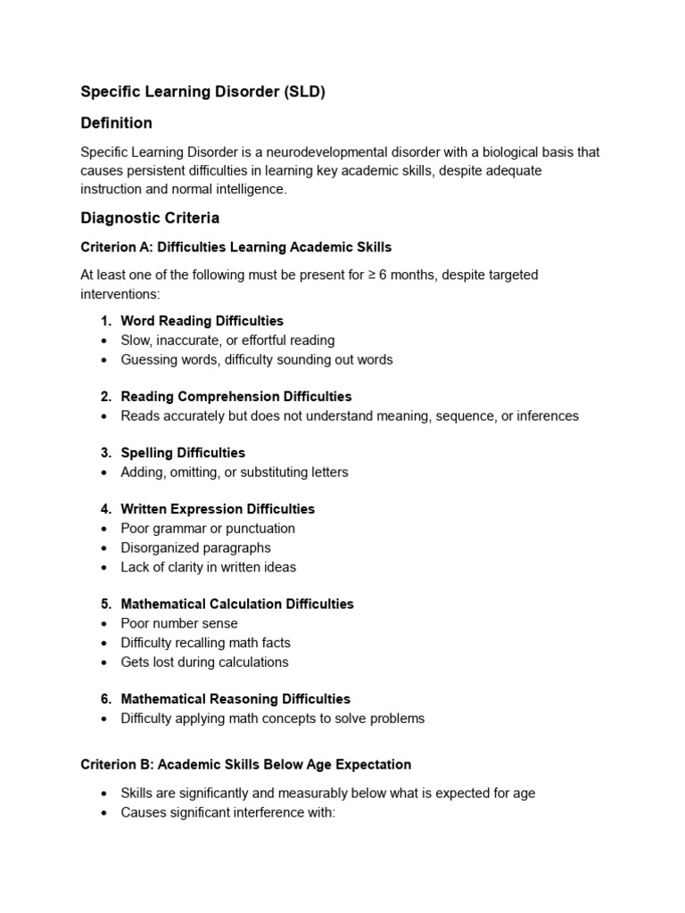 Specific learning disorder (SLD) | PDF | Mental Disorder | Attention ...
