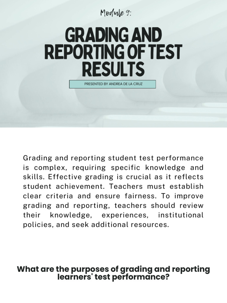 Module 9 Grading and Reporting of Test Results | PDF | Multiple Choice ...