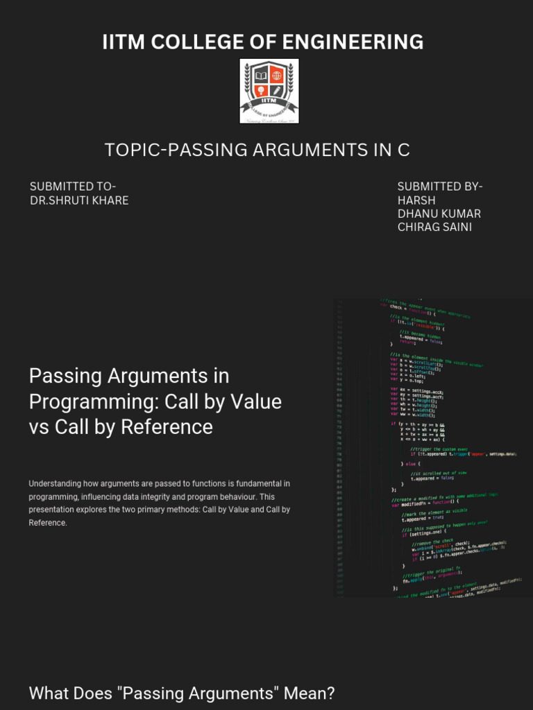 Passing Arguments in Programming Call by Value Vs Call by Reference ...