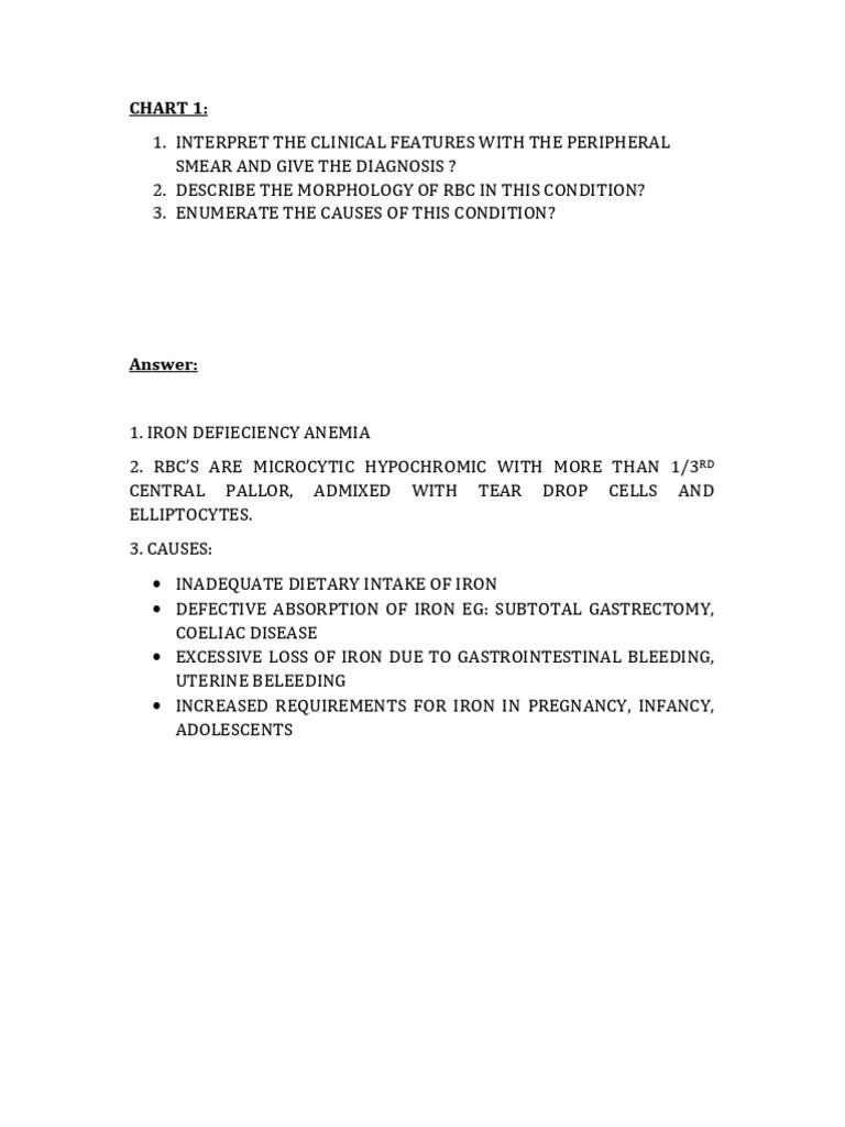 Charts Answer Key | PDF | Anemia | Medical Specialties
