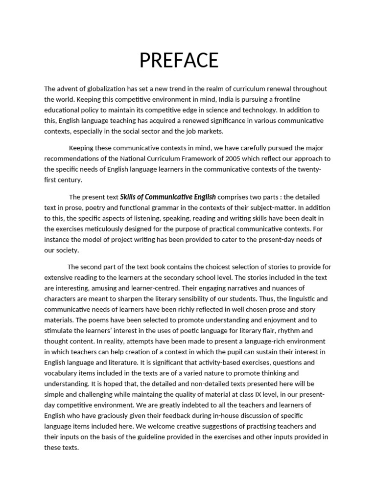 Preface - Copy (3) | PDF | Curriculum | Poetry