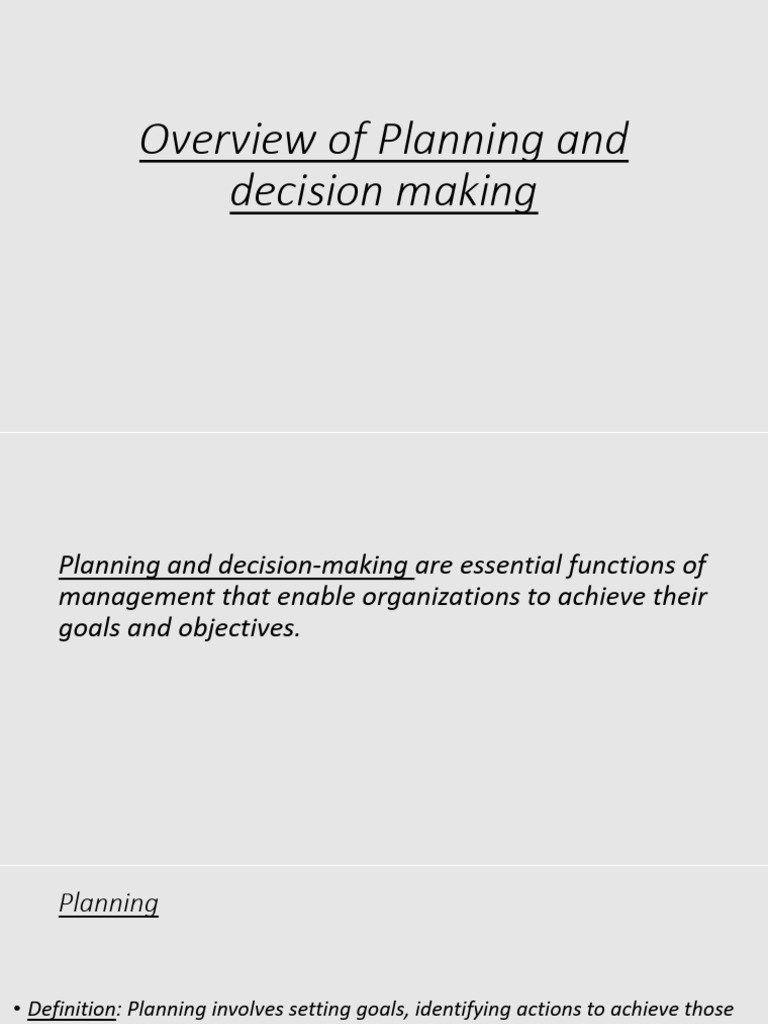 UNIT II - Planning and Decision Making | PDF | Decision Making ...