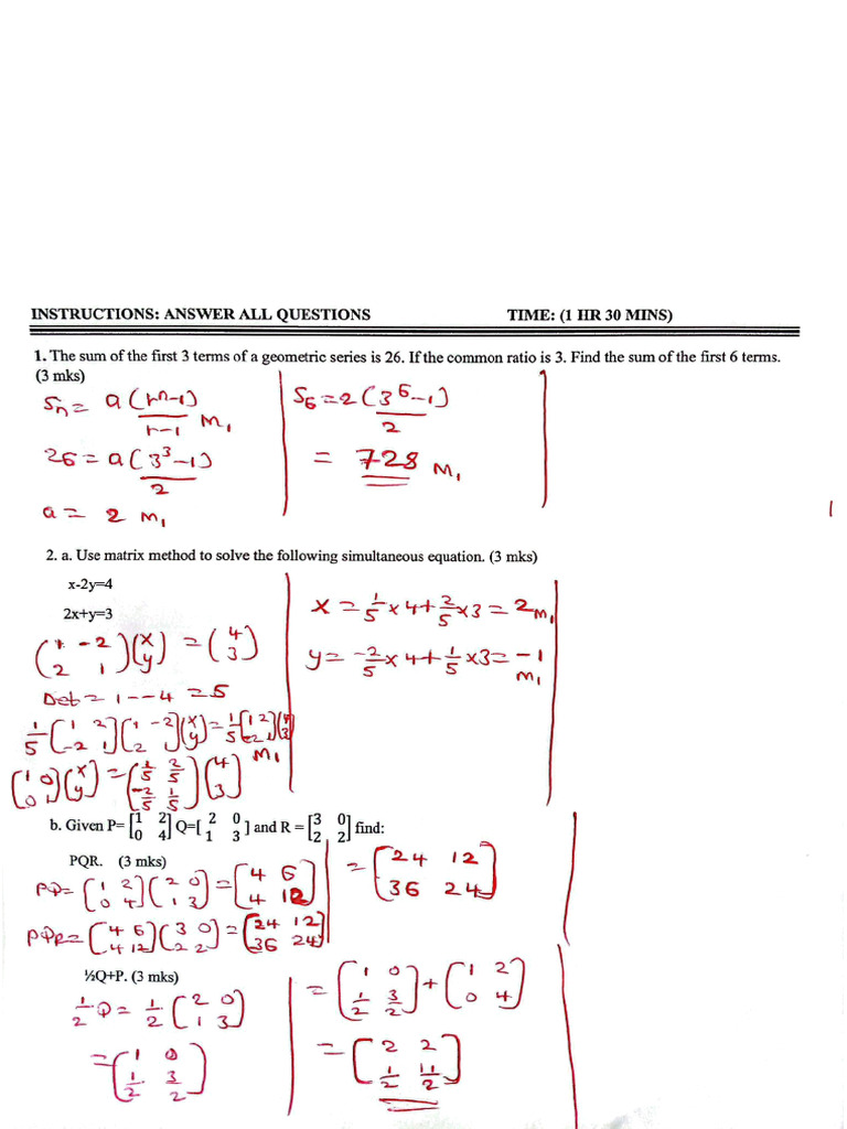 Mathematics f3 Mst 2024 Teacher.co .Ke | PDF