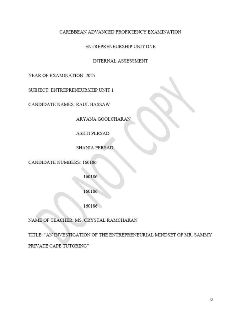 Entrep U1 Sample 1 | PDF | Entrepreneurship | Learning