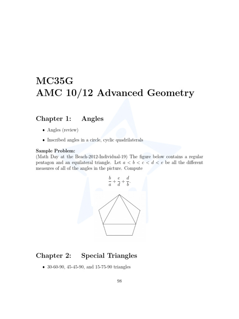 Math Curriculum MC35G AMC 10 12 Advanced Geometry | PDF | Geometric ...