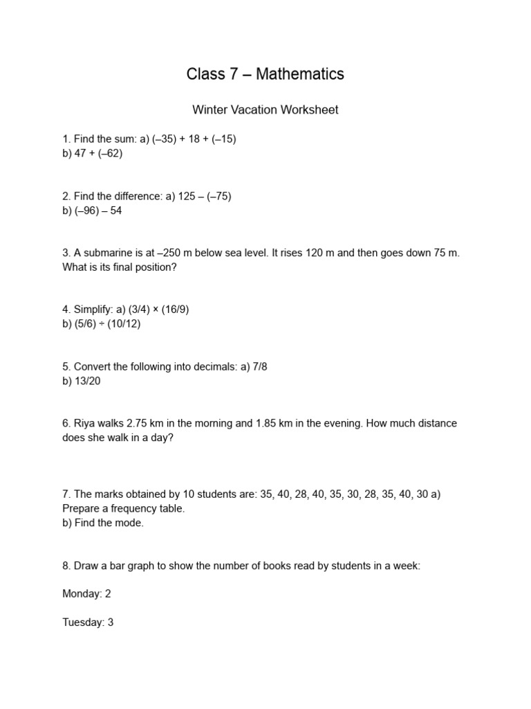 Class 7 - Mathematics | PDF
