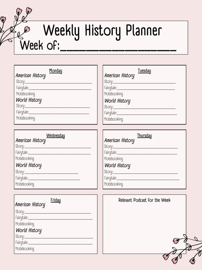 Weekly History WEH Planner | PDF