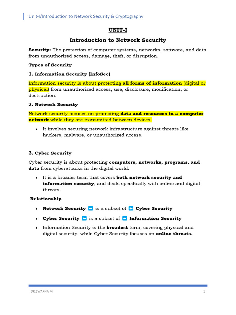 UNIT-I | PDF | Encryption | Computer Security
