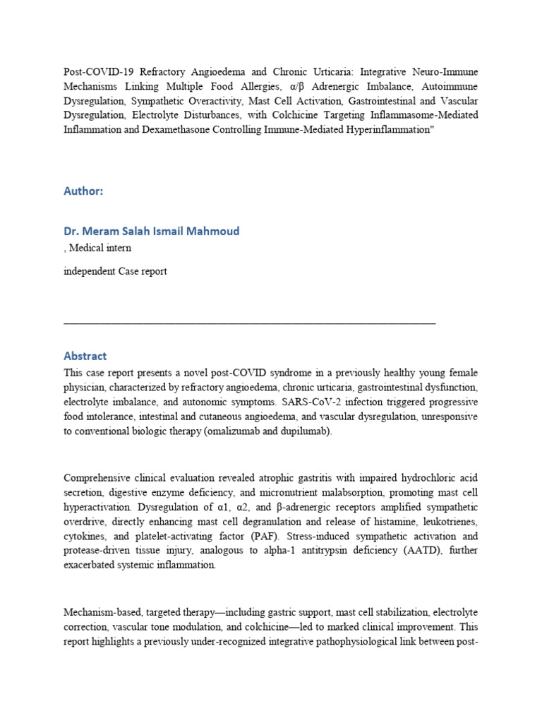 Case Report Compressed | PDF | Inflammation | Vasodilation