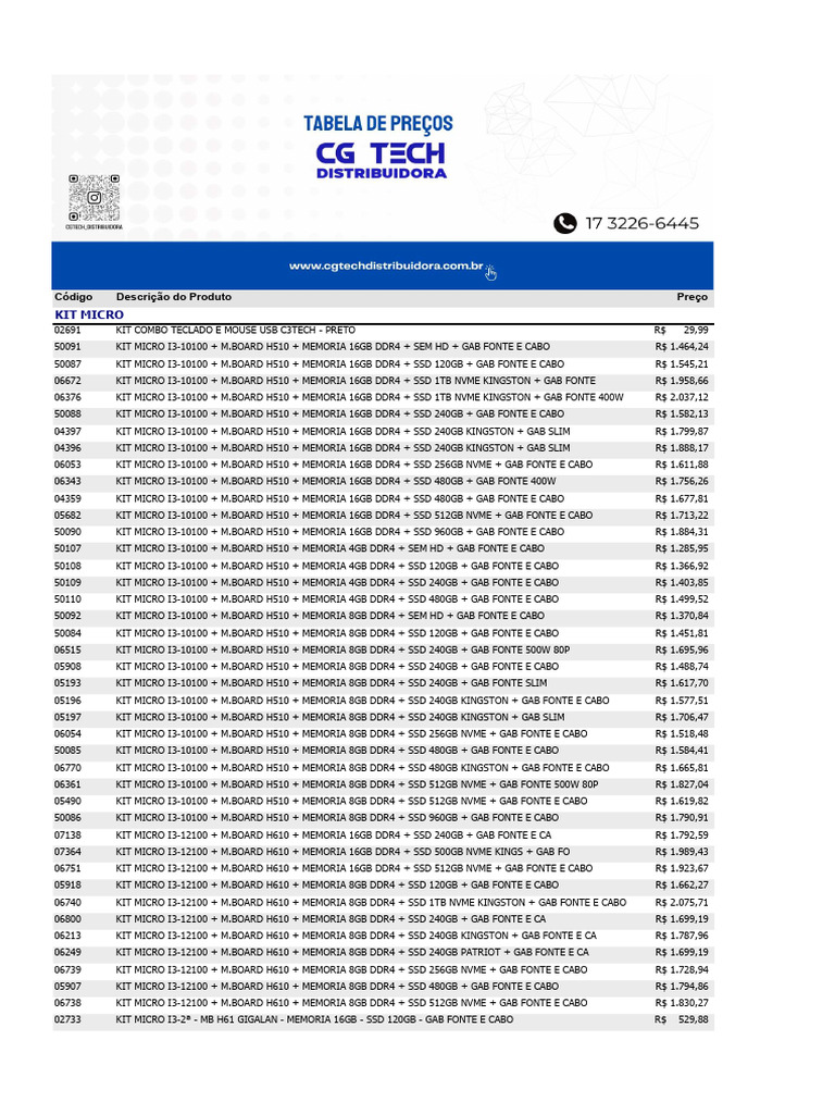 Kit Micros CG Tech 28-10 | PDF | Protocolos de camada física | Bens ...