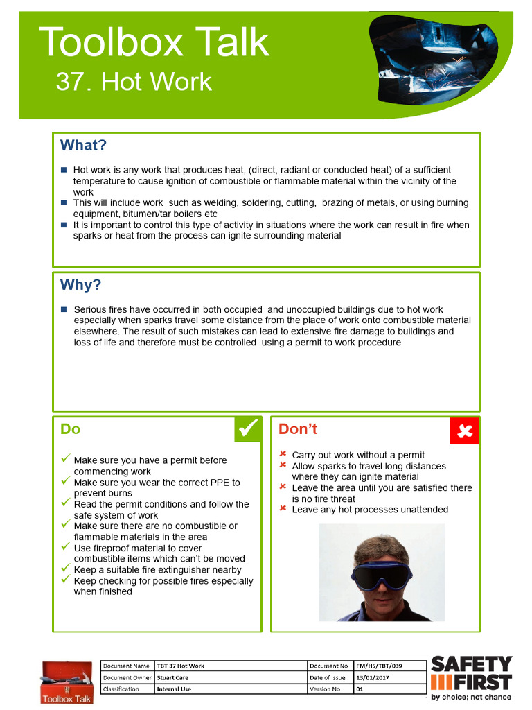 Tool Box Topic Hot Work | PDF