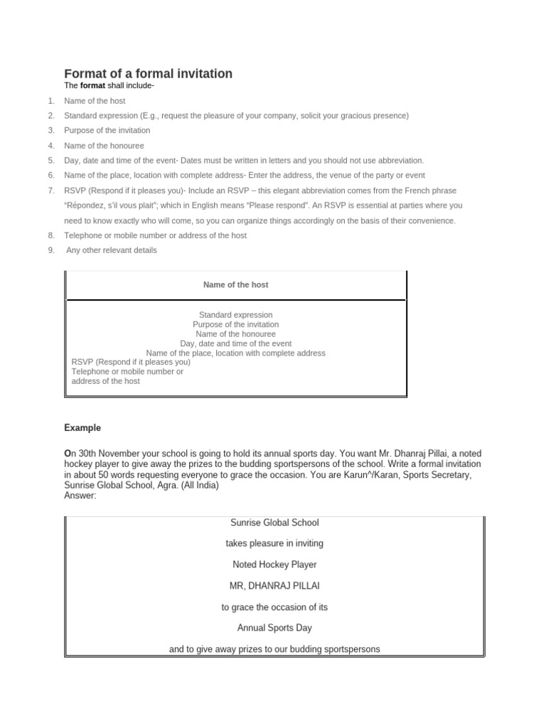 XII NCERT English Format of A Formal Invitation | PDF | Chess Theory ...