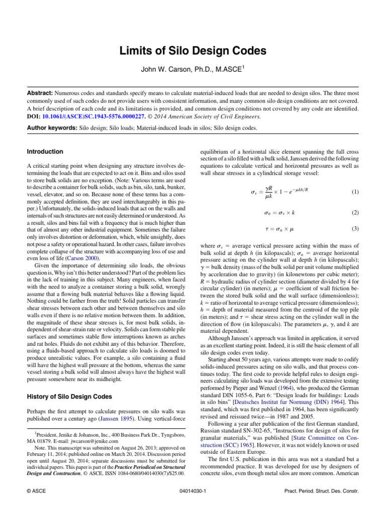 Limits Os Silo Design Codes.. | PDF | Stress (Mechanics) | Pressure