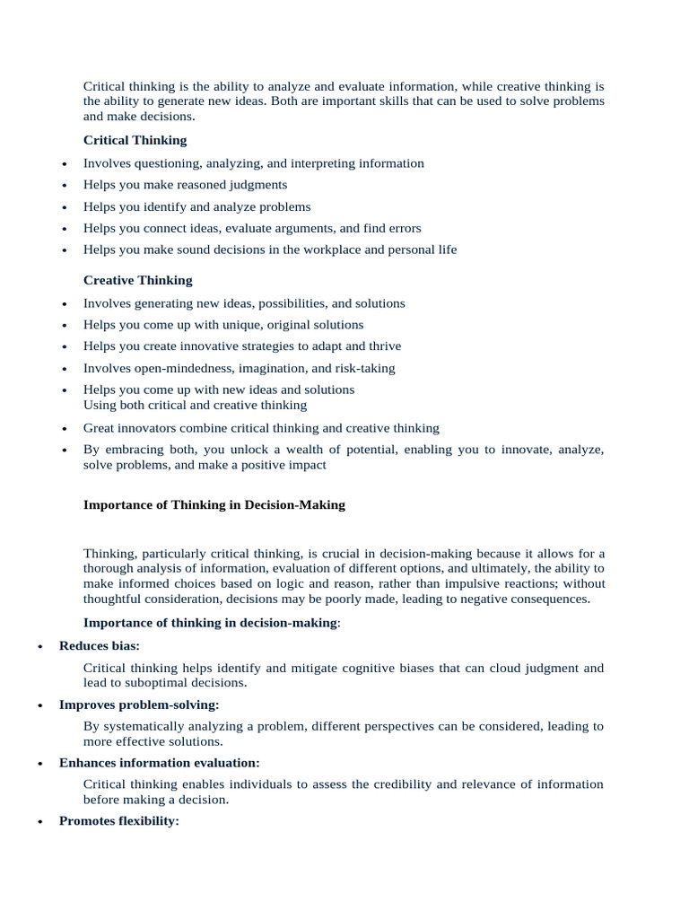 Introduction To Critical and Creative Thinking | PDF | Critical ...