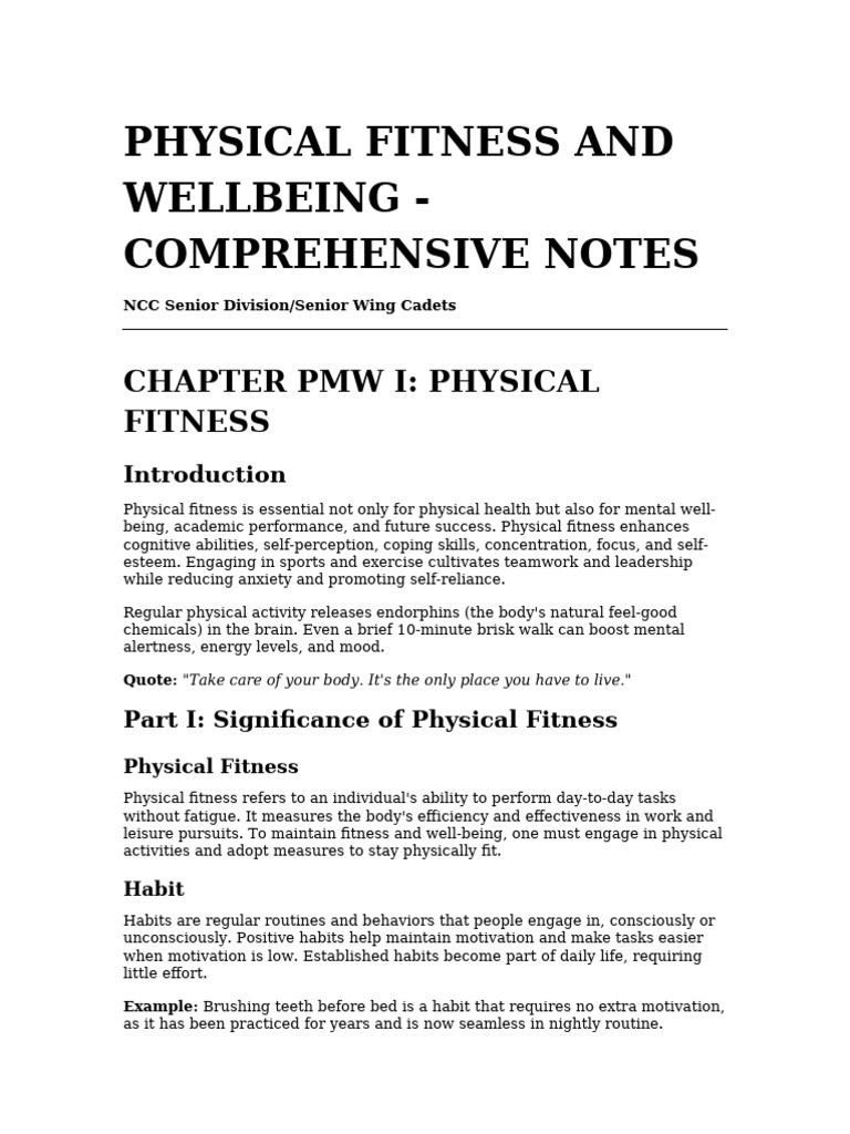 Physical Fitness and Wellbeing - Comprehensive Notes | PDF | Vaccines ...