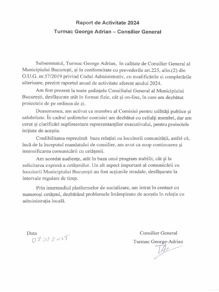 Raport Activitate Turmac George Adrian 2024 20250312 | PDF