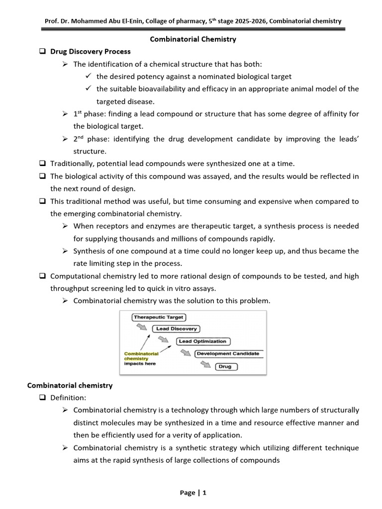 Combinatorial Chemistry 2026 | PDF | Organic Synthesis | Ester