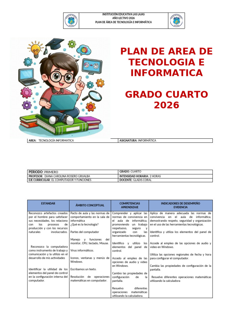 Grado Cuarto Informatica 2026 | PDF | Informática | Microsoft PowerPoint