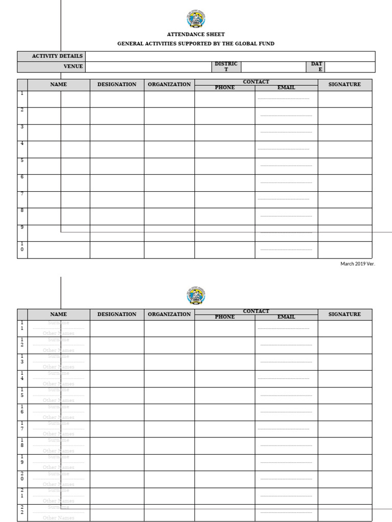 General ATTENDANCE Form | PDF
