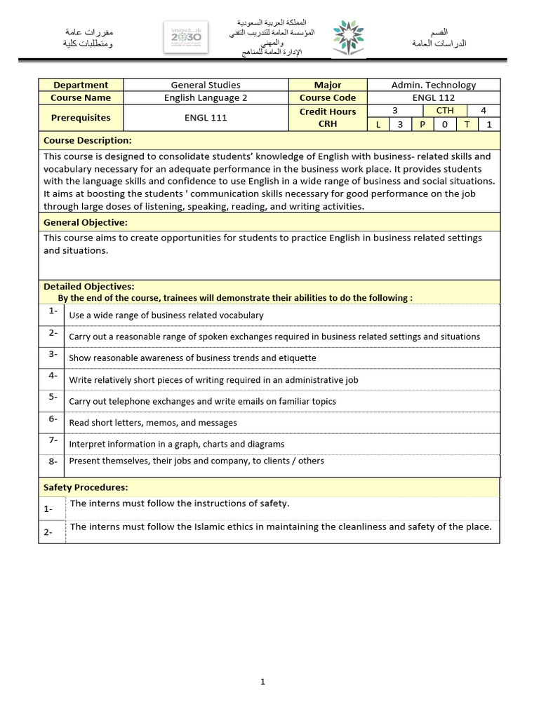 ENGL112 - English Language 2 | PDF | Conversation | Vocabulary