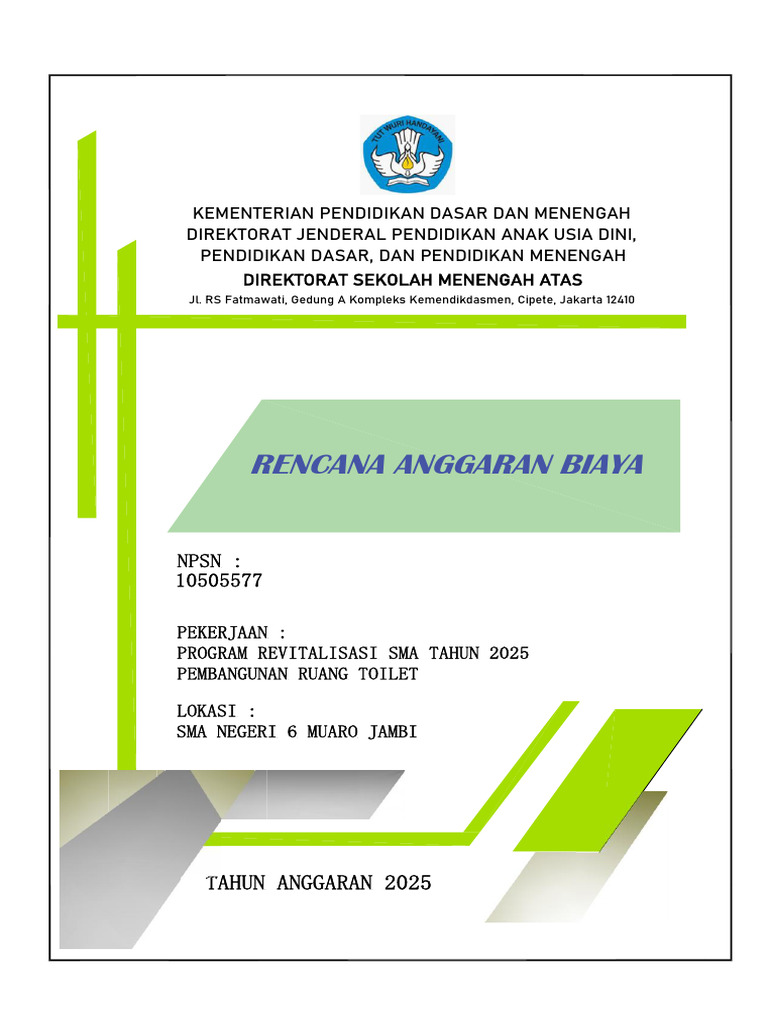 RAB Pembangunan Toilet 6 Muaro Jambi | PDF