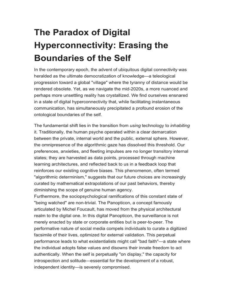 The Paradox of Digital Hyperconnectivity | PDF | Cognition