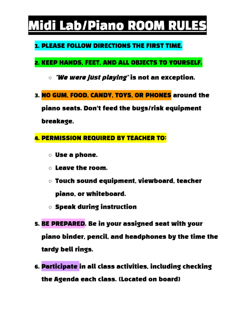 Piano Rules of the Room (1) | PDF