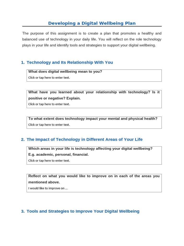 1910747114_Assignment - Digital Wellbeing Plan | PDF