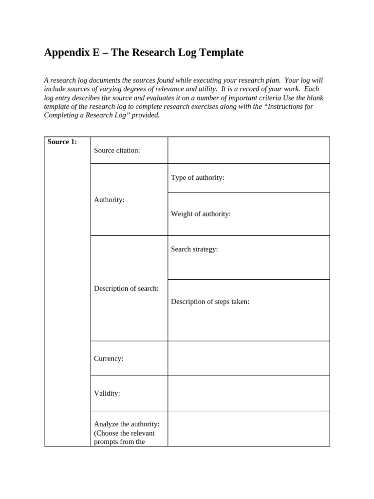 Research Log Template | PDF