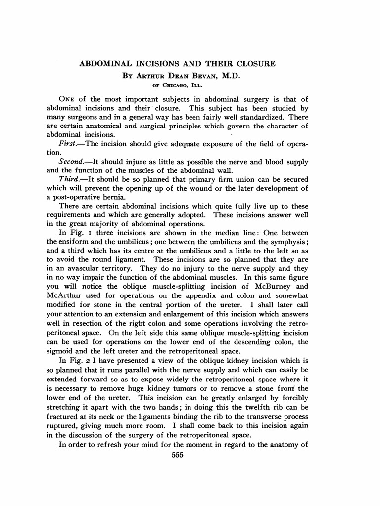 Abdominal Incisions Bevan History Old | PDF | Abdomen