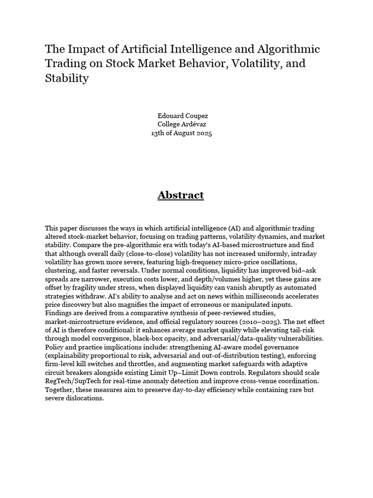 The Impact of Artificial Intelligence and Algorithmic Trading On Stock ...