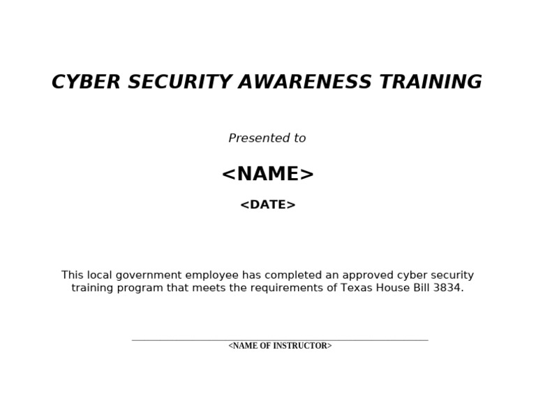 Cyber Security Awareness Training Certificate | PDF