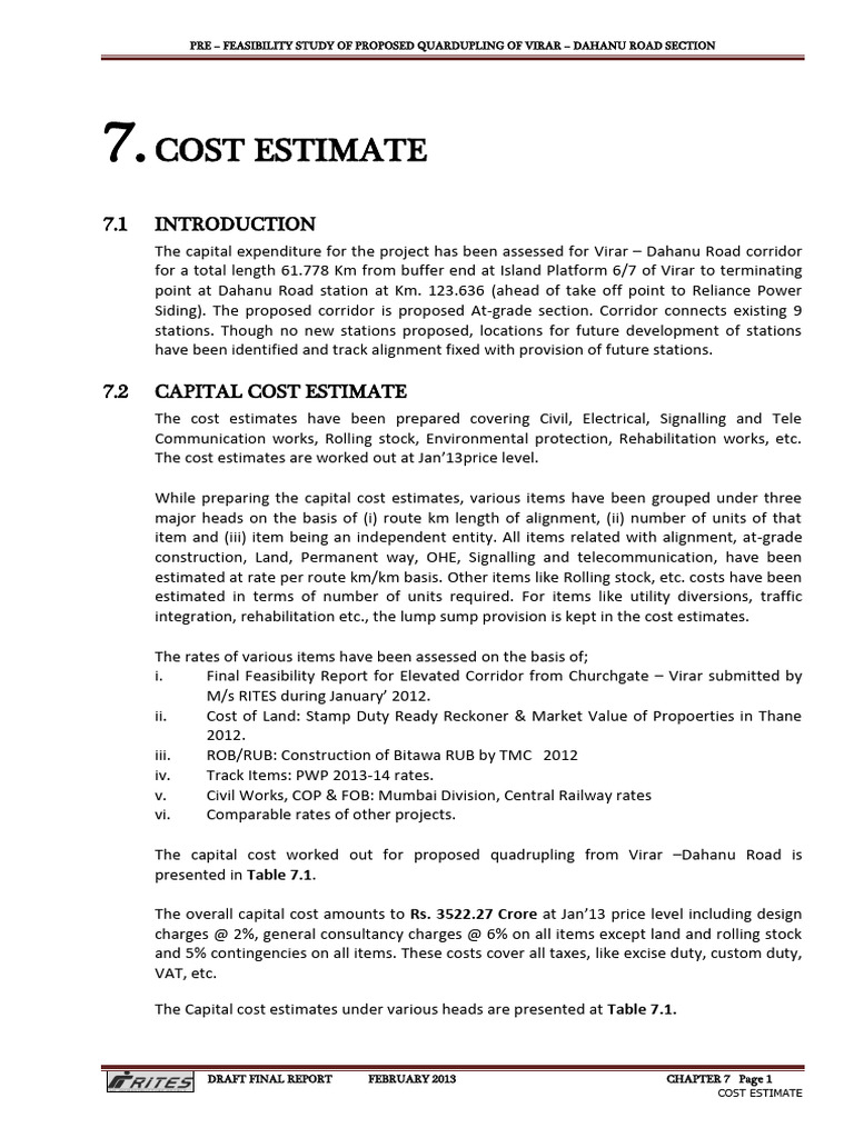 Chapter 7 Cost Estimate With Financial & Economic Analysis | PDF ...
